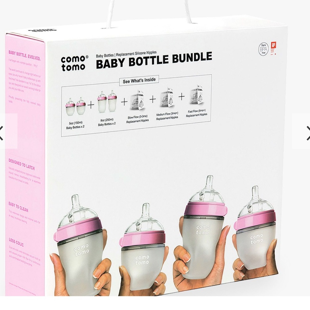 Comotomo Baby Bottle Bundle with Pink Accents